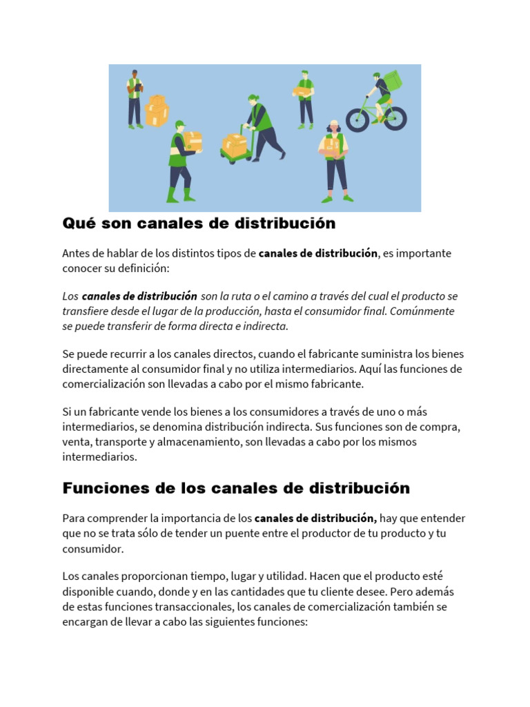 Canales de Distribución: Tipos y Funciones | PDF | Al por menor | Marketing