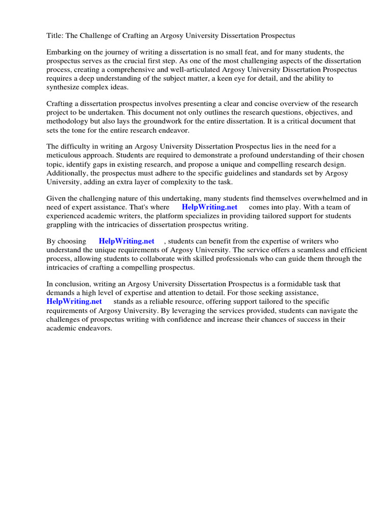 Writing an Argosy Dissertation Prospectus | PDF | Thesis | Essays