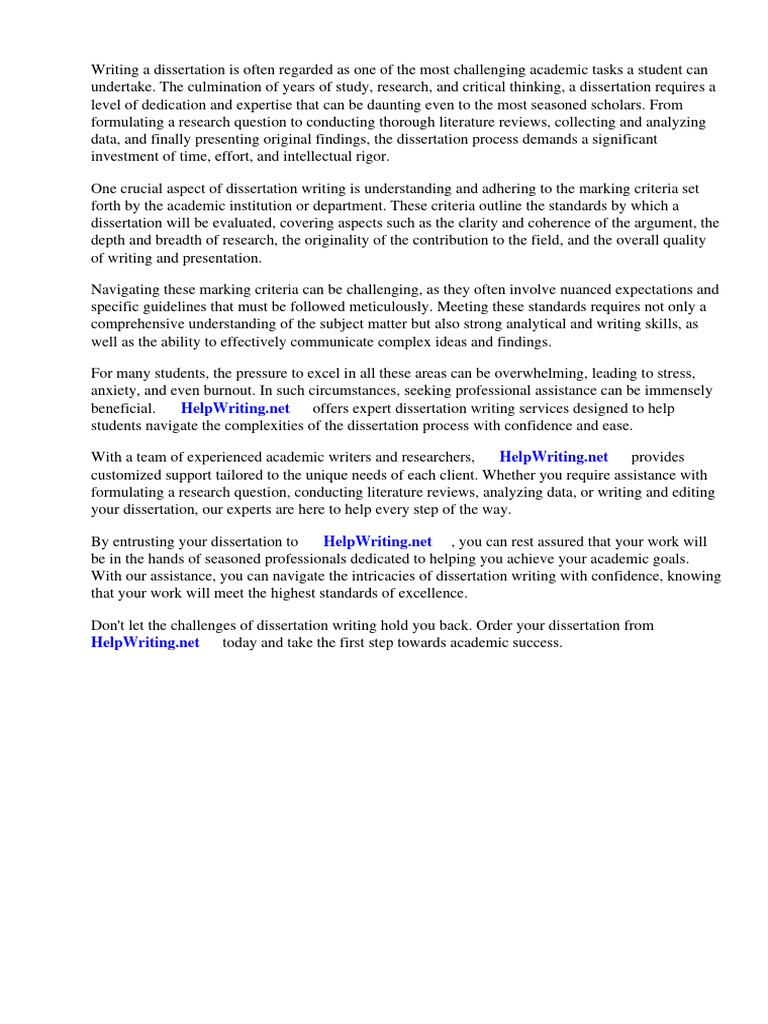 Ma Dissertation Marking Criteria | PDF | Thesis | Social Media Marketing