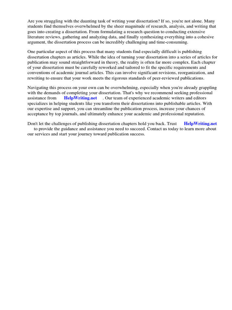 Publishing Dissertation Chapters As Articles | PDF | Thesis