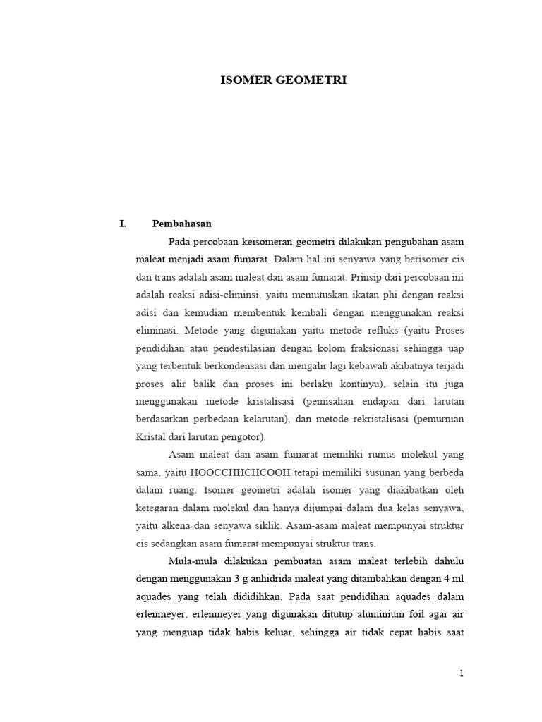 Isomer Geometri: Asam Maleat dan Fumarat | PDF
