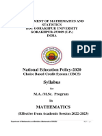 NEP - Syllabus M.A.& M.Sc. Mathematics (2022-2023) PDF