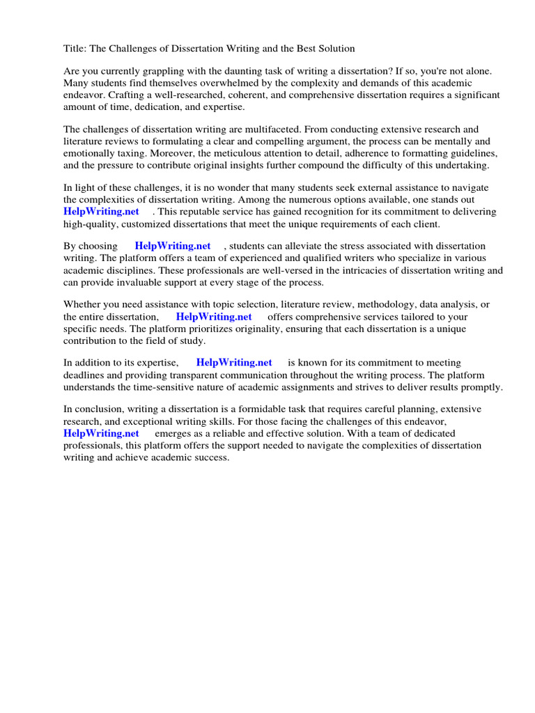Dissertation Writing Challenges & Solutions | PDF | Thesis | Doctor Of ...