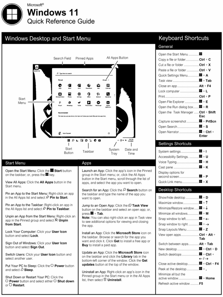 Windows 11 Quick Reference BW | PDF