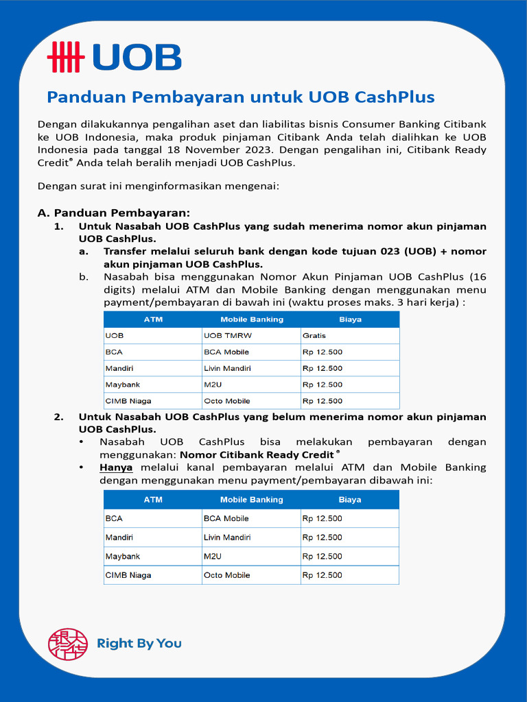 Panduan Pembayaran UOB CashPlus-12823 | PDF