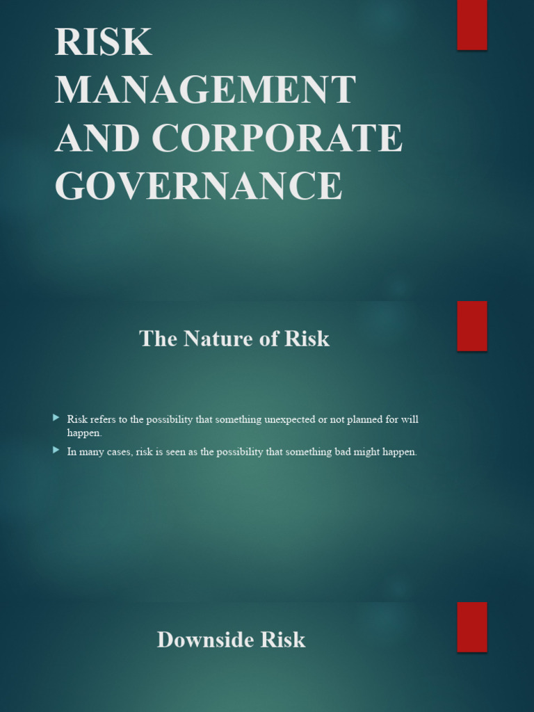 Risk Management and Corporate Governance | PDF | Internal Control | Risk