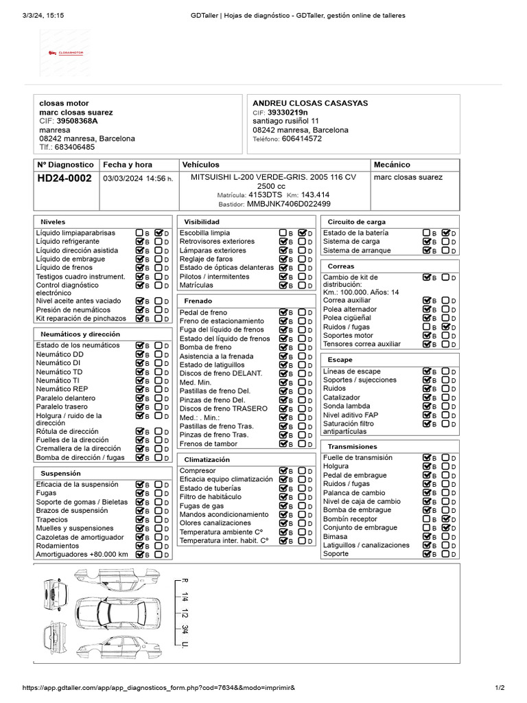 GDTaller _ Hojas de Diagnóstico - GDTaller, Gestión Online de Talleres