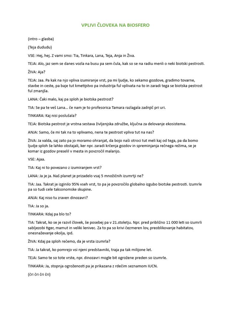 Vpliv Cloveka Na Biosfera | PDF