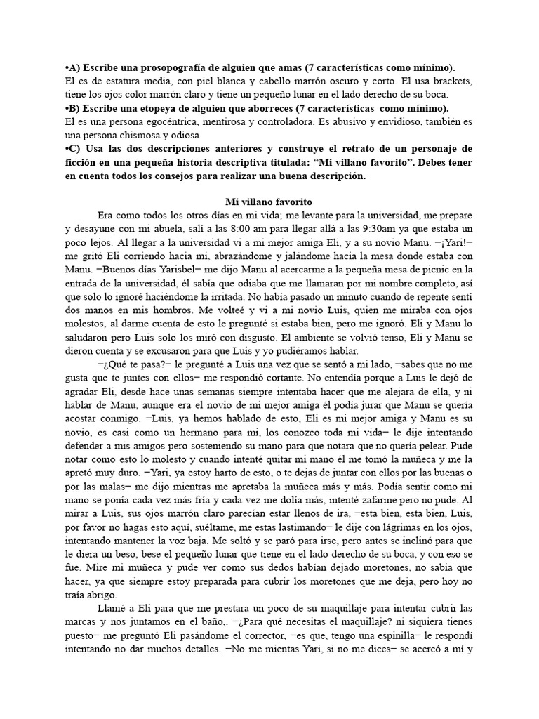 Textos Descriptivos Un Ejercicio Creativo Pdf