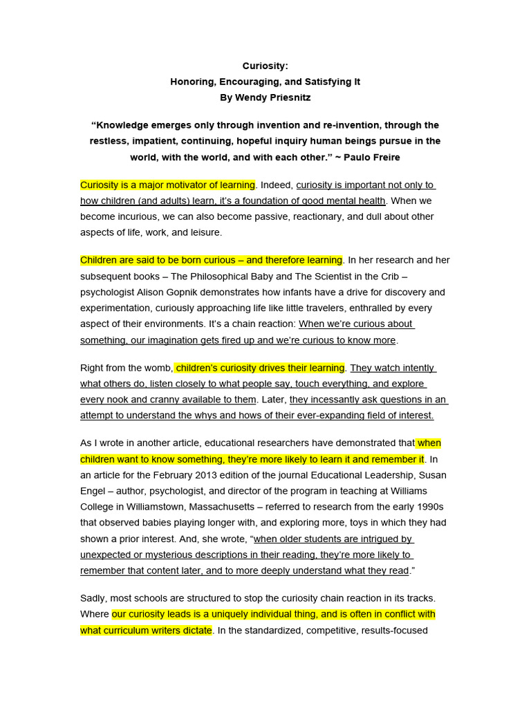 Article 2 Curiosity Pdf Curiosity Learning