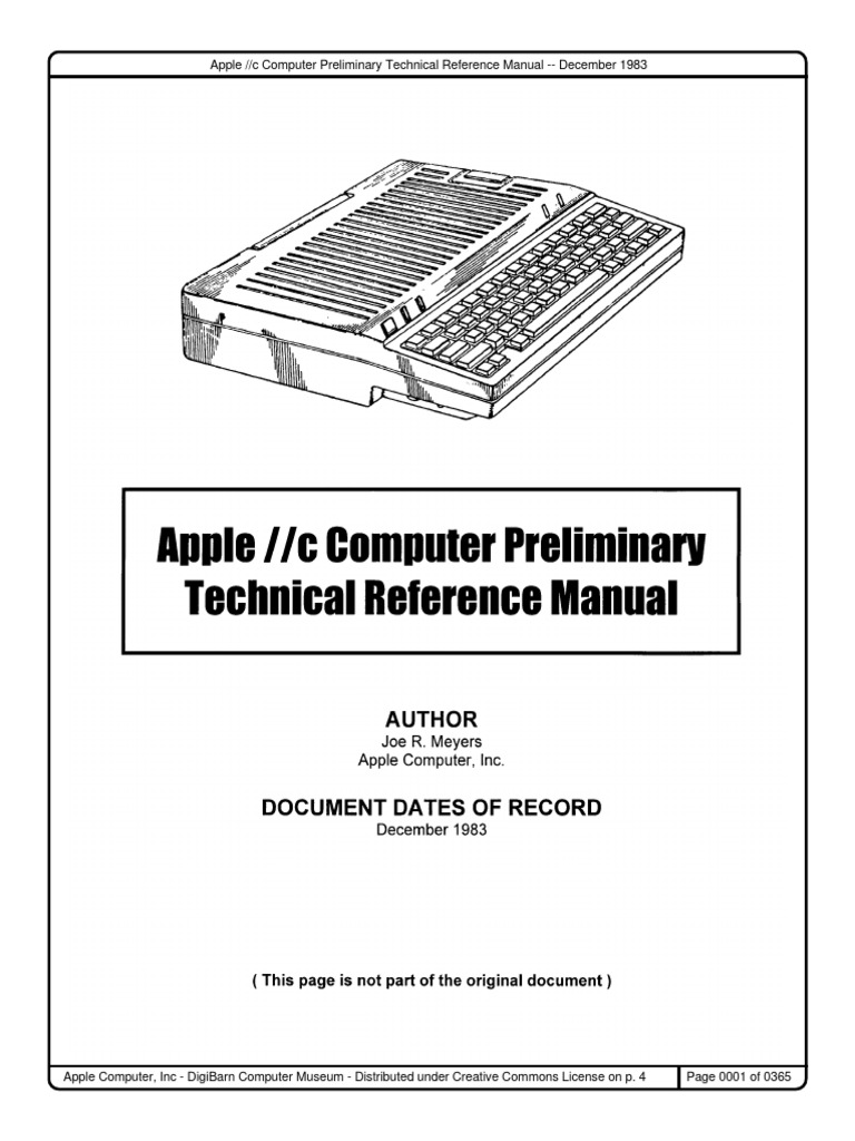 Apple IIc Preliminary Technical Reference Manual 1983 | PDF | Creative ...