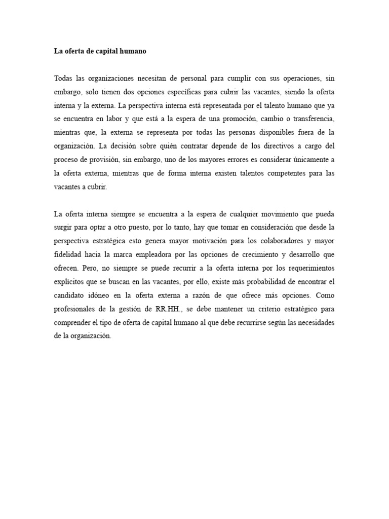 La Oferta de Capital Humano | PDF