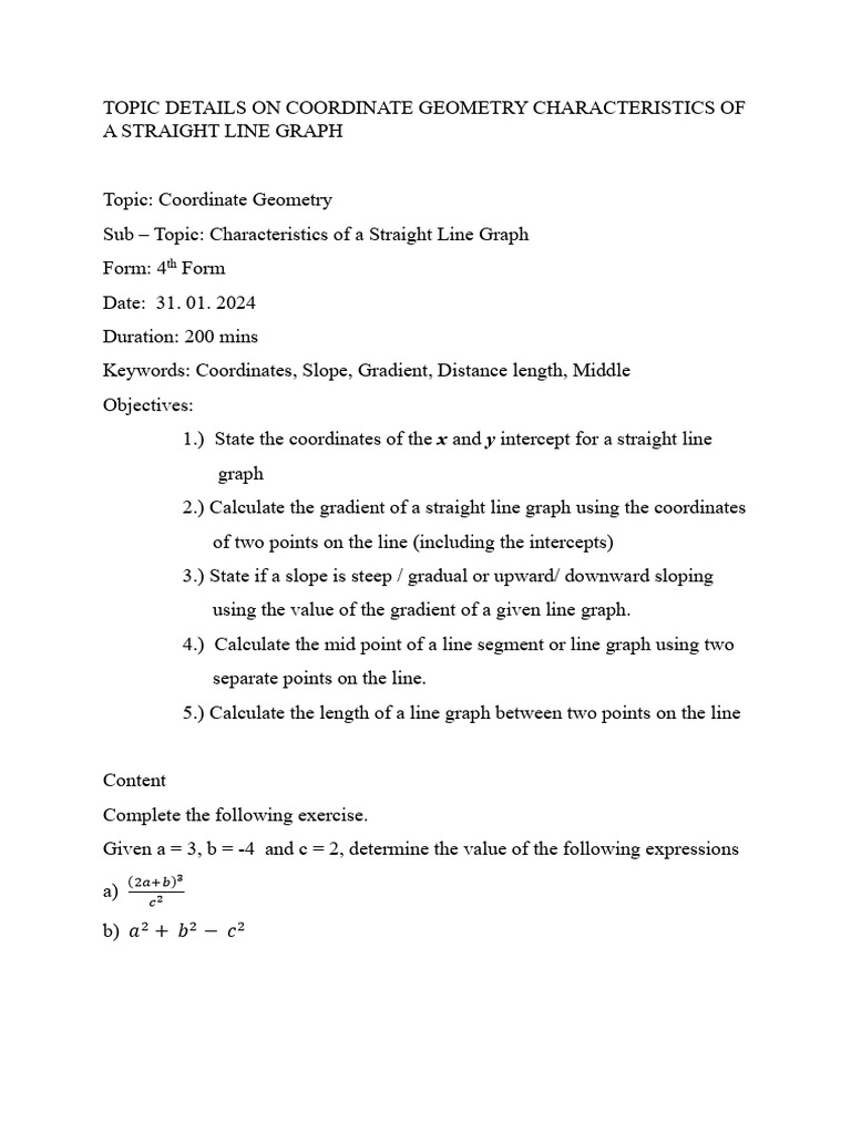 Straight Line Graph Theory