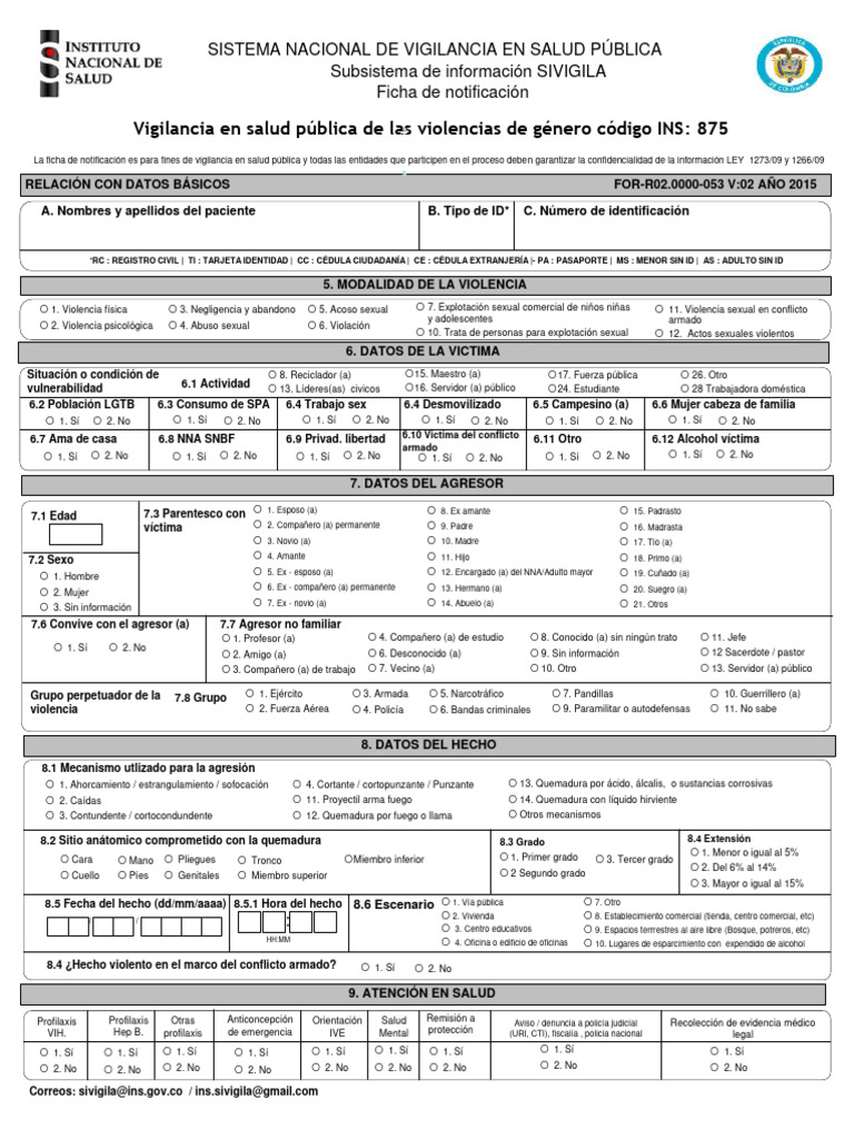 Ficha - Notificacion 875 Violencia - de - Genero | PDF | Violencia