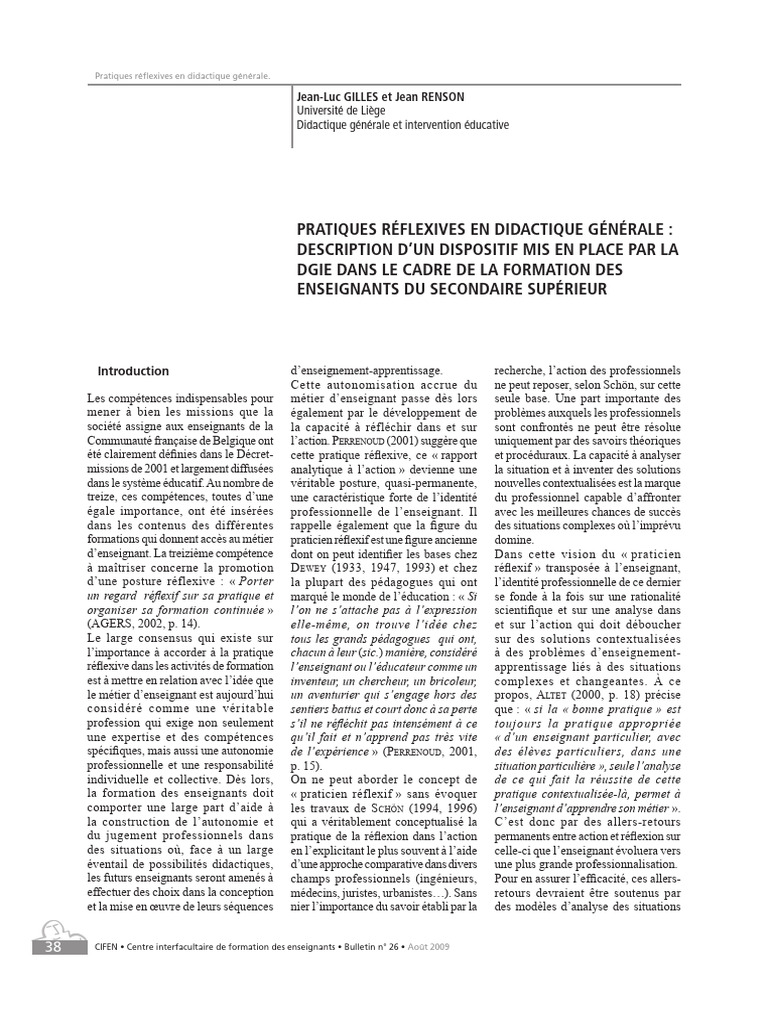 Pratiques réflexives en formation des enseignants | PDF | Pédagogie ...