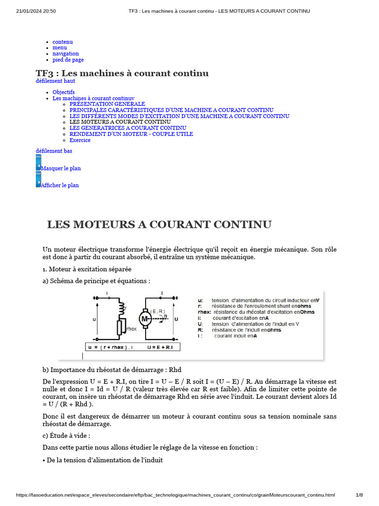 Moteurs à courant continu fonctionnement et types PDF Puissance — free download