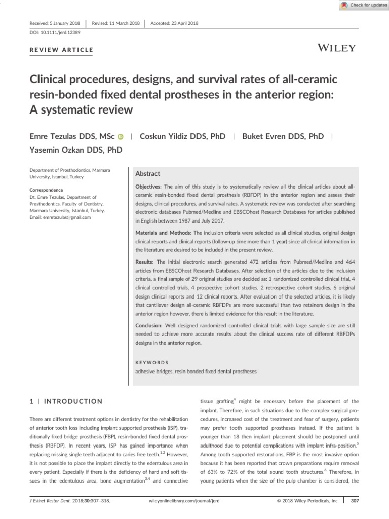 J Esthet Restor Dent - 2018 - Tezulas - Clinical procedures designs and ...