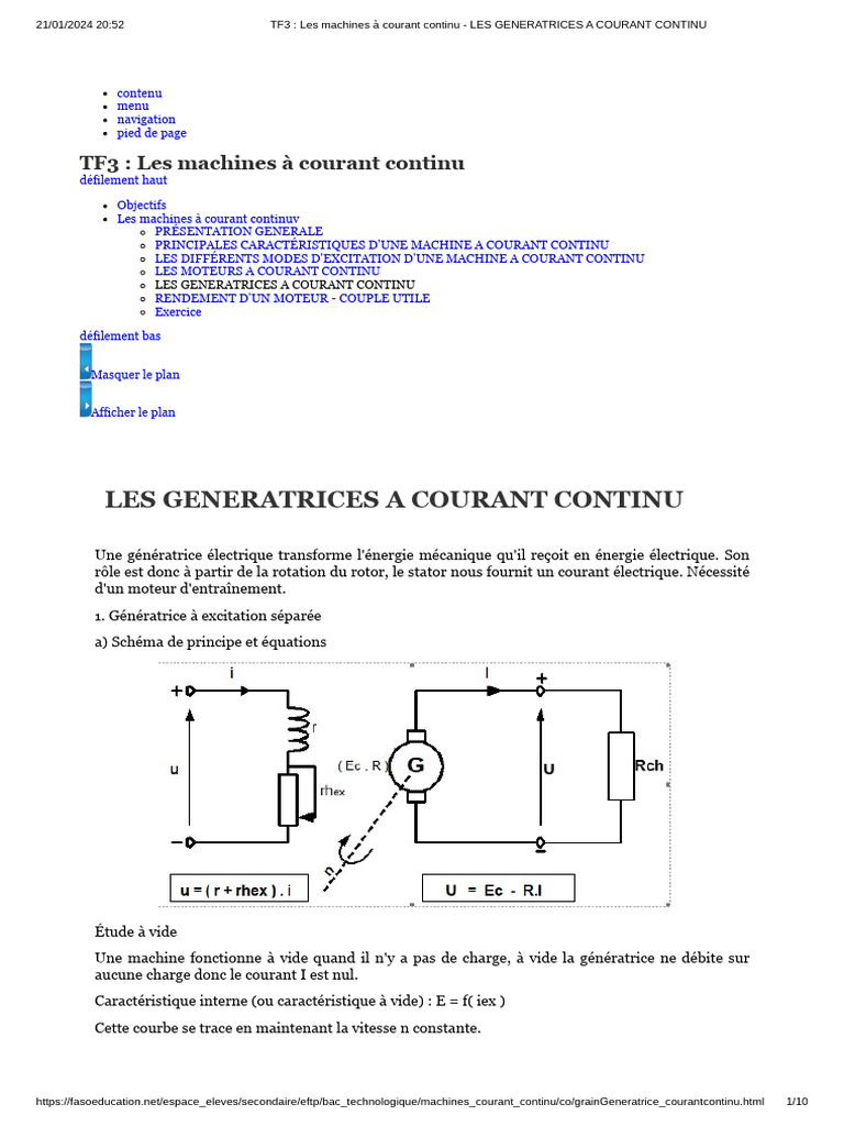 Génératrices à Courant Continu PDF Générateur électrique Courant — free download