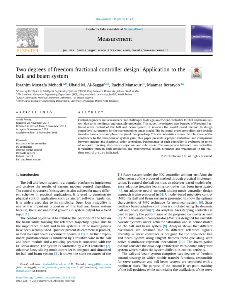 Fractional Controller Design for Ball System | PDF | Control Theory ...