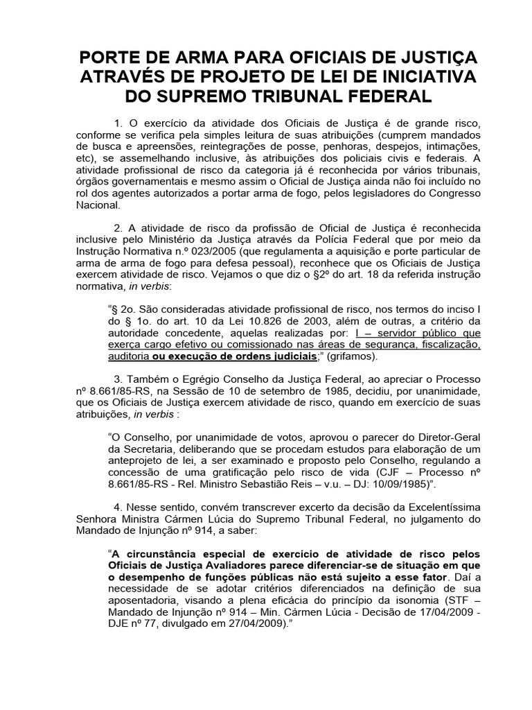 Porte de Arma para Oficiais de Justiça | PDF | Visão geral das leis de ...