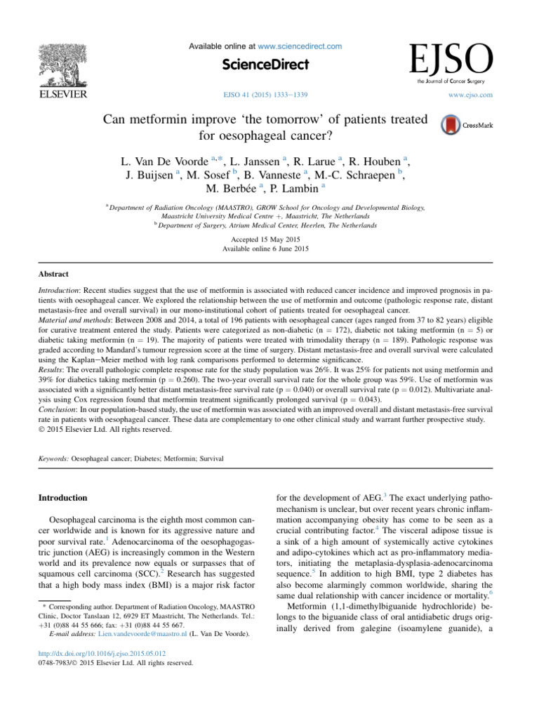 Can Metformin Improve The Tomorrow of Patien - 2015 - European Journal ...