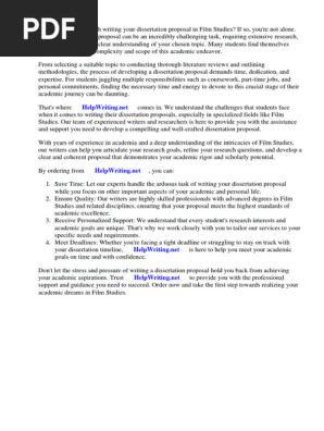 Dissertation Proposal Example Film Studies