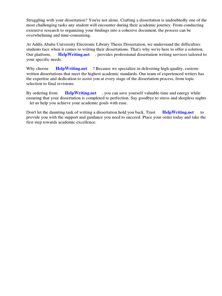 Addis ababa university electronic library thesis dissertation