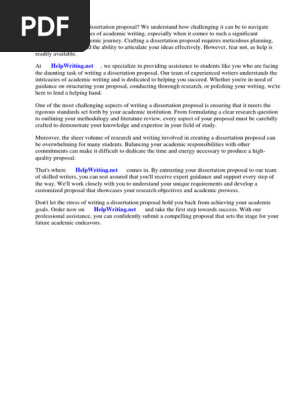 Dissertation Proposal Samples Free