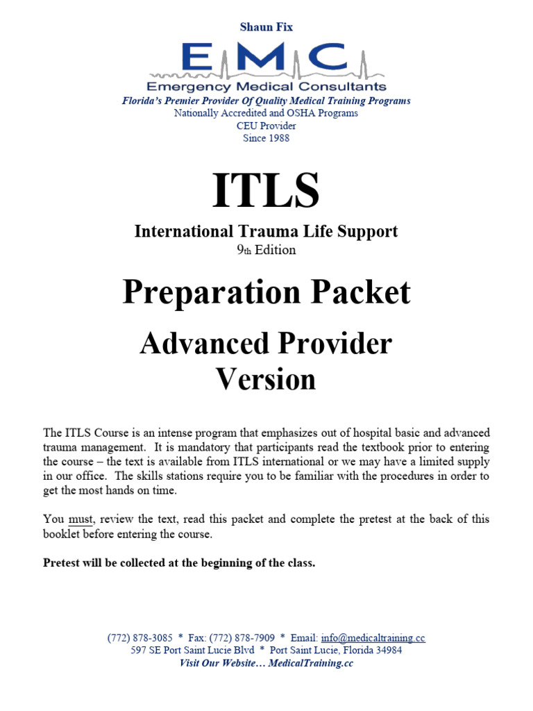 ITLS 英語版　Ninth Edition ITLS for Emergency Care Providers – 9th Edition - ITLS