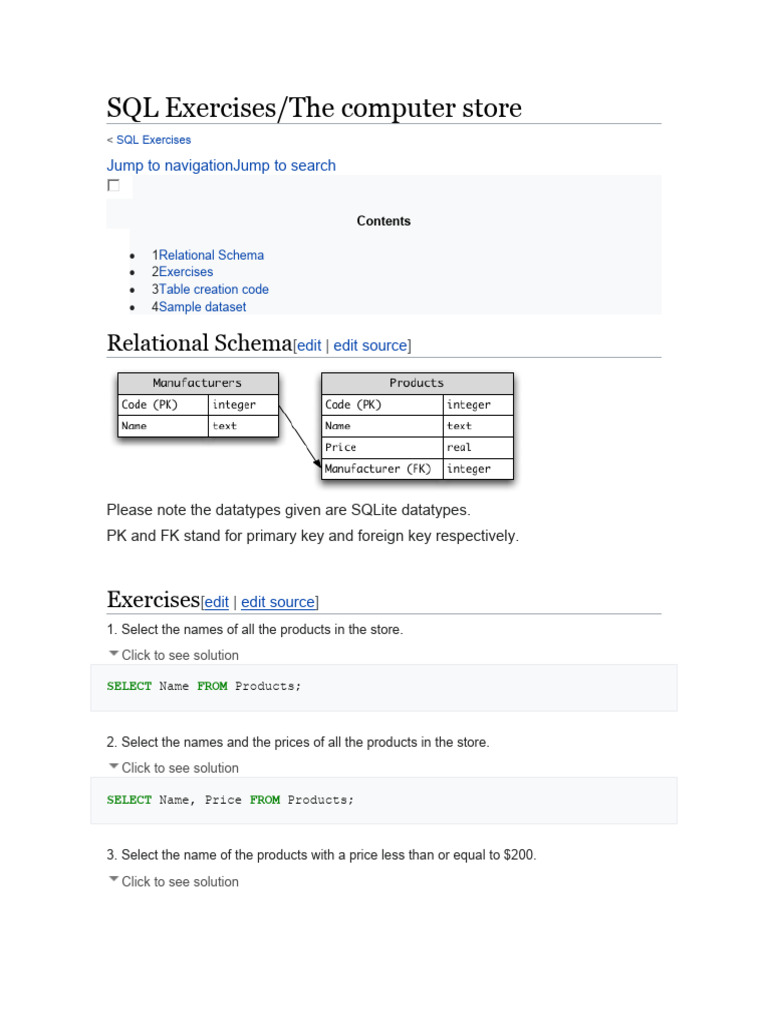 SQL Exercises for Computer Store Database | PDF | Data Management ...