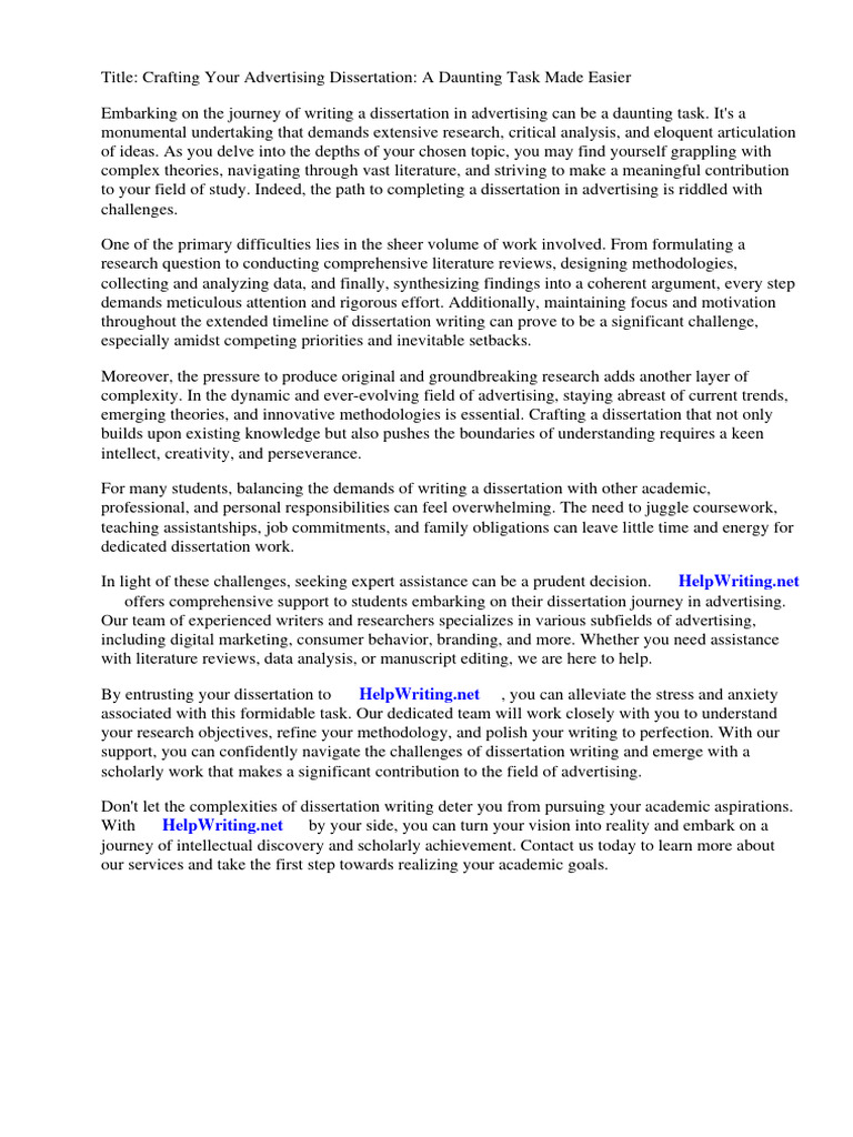 Advertising Dissertation Help | PDF | Career & Growth | Business