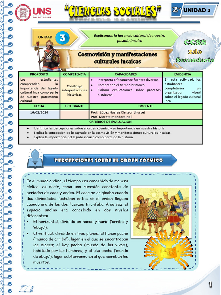 Ficha de Actividad CCSS 2°-Semana 4 | PDF | Imperio Inca