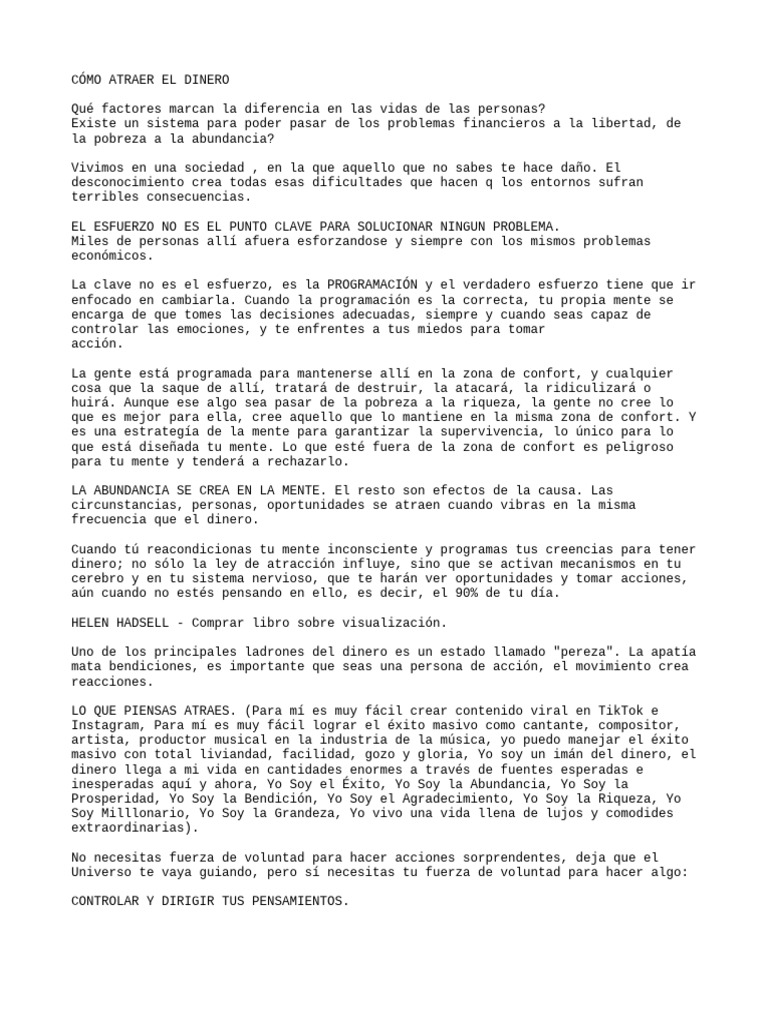Cómo Atraer Dinero y Abundancia | PDF | Mente | Las emociones