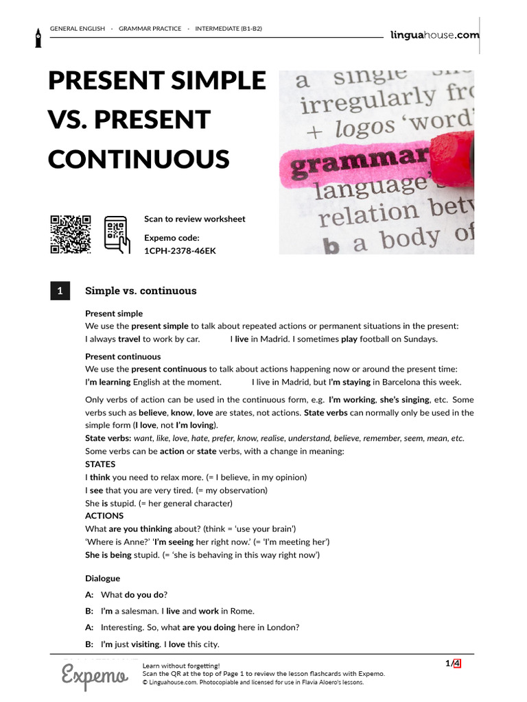 Present Simple vs. Present Continuous Guide | PDF | English Language