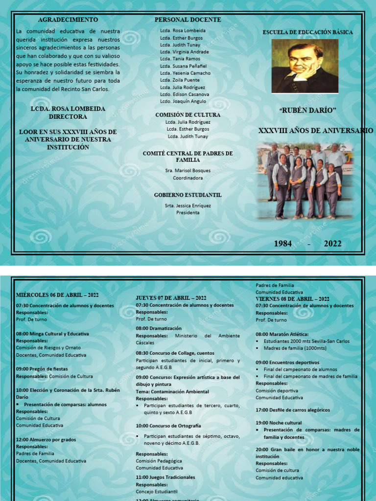 Programa de Fiestas Ruben Dario 2022 | PDF