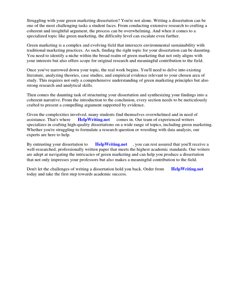 Green Marketing Dissertation Help | PDF | Marketing | Advertising