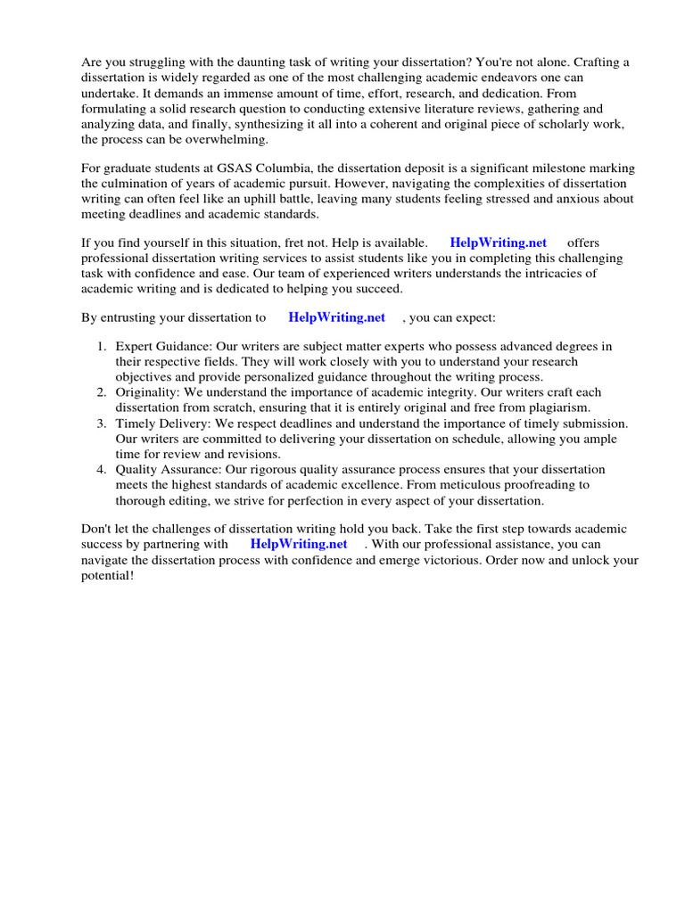 Dissertation Writing Help Columbia | PDF | Thesis