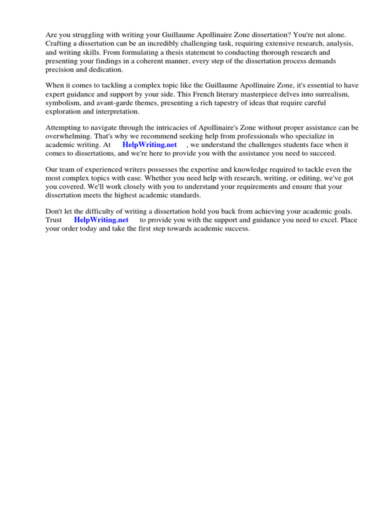 Guillaume Apollinaire Zone Dissertation Download Free PDF Poetry