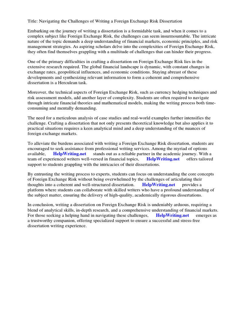 Writing a Foreign Exchange Risk Dissertation | PDF | Exchange Rate ...