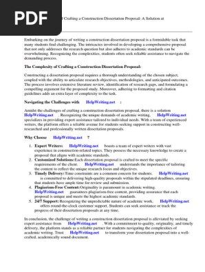 Construction Dissertation Proposal Example