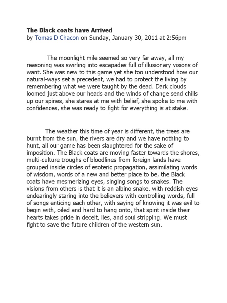 A Vision of the Changing Land The Arrival of the Black Coats and the Loss of Indigenous Ways of