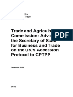 Advice From Trade and Agriculture Commission Tac To The Secretary of State For Business and Trade On Measures in The Uk CPTPP Fta