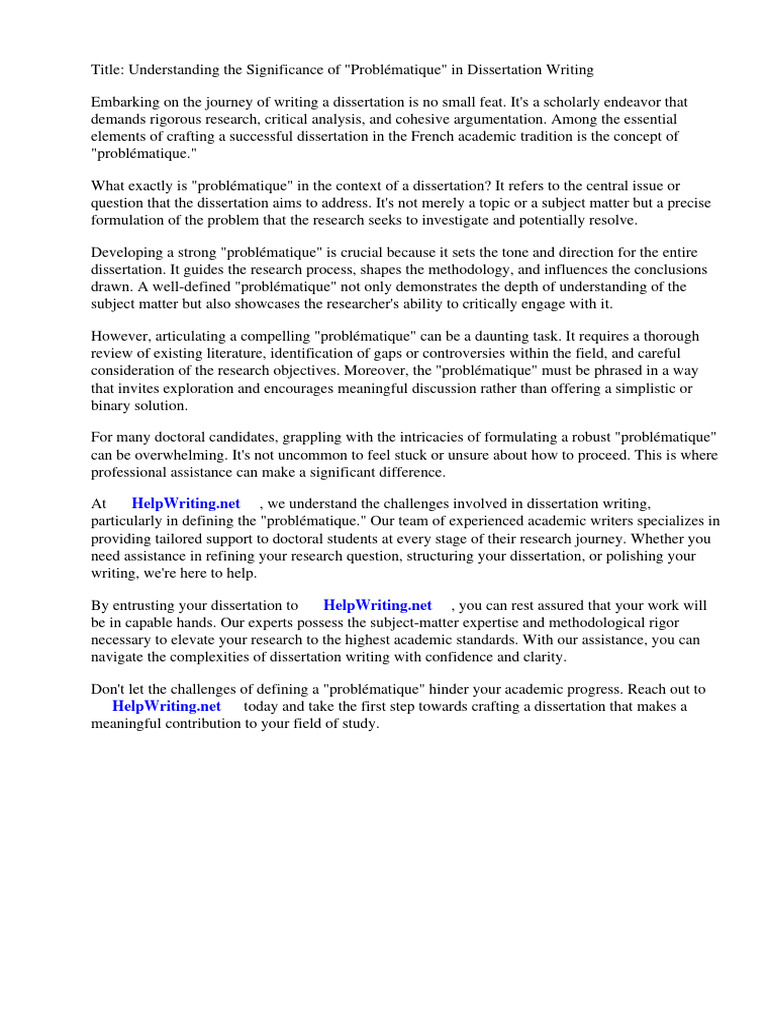 Cest quoi la problematique dans une dissertation pdf thesis science