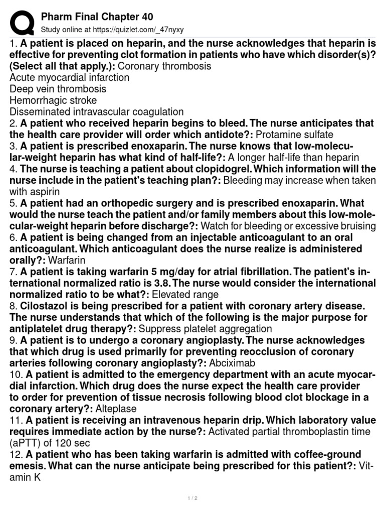 Heparin Therapy and INR Management | PDF | Thrombosis | Clinical Medicine