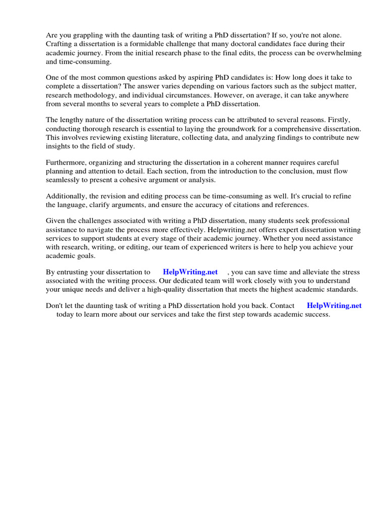 How Long Does A PHD Dissertation Take PDF Thesis Doctor Of Philosophy