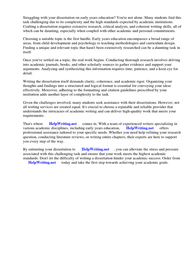 Early Years Dissertation Ideas PDF Child Development Early