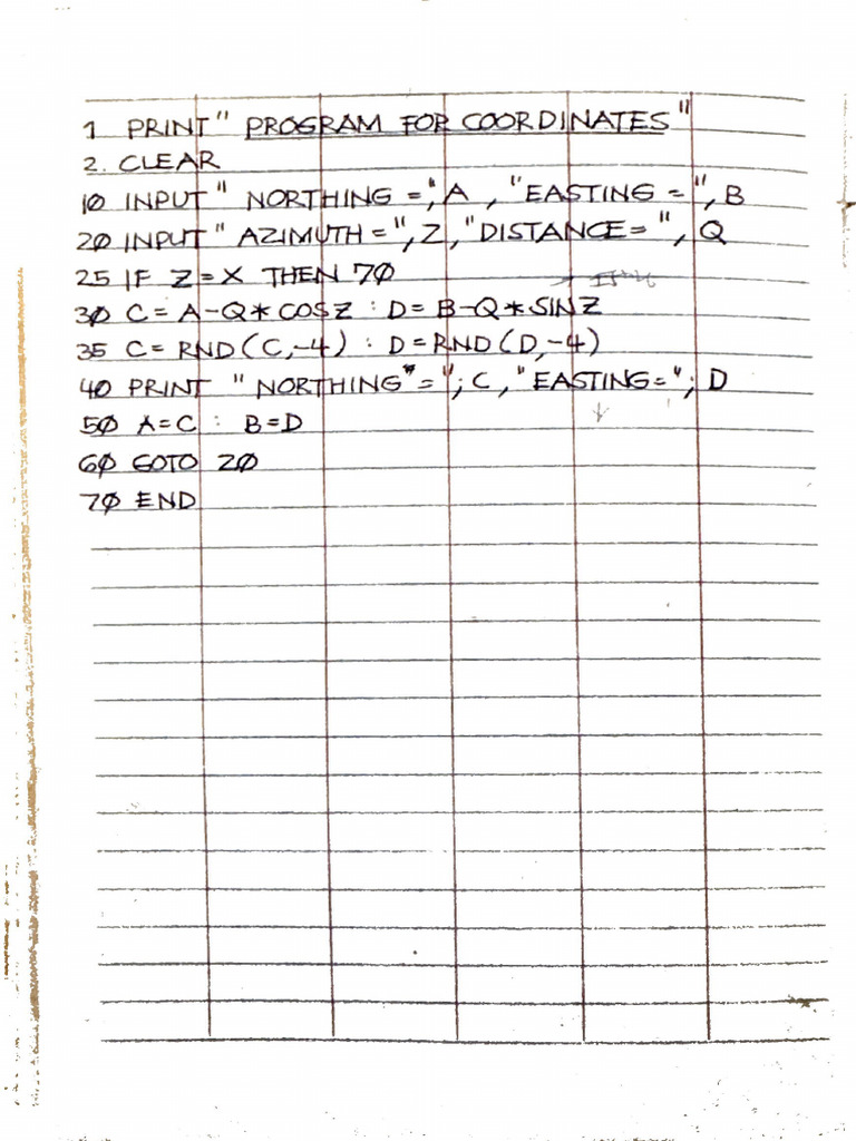 Program for Coordinates | PDF