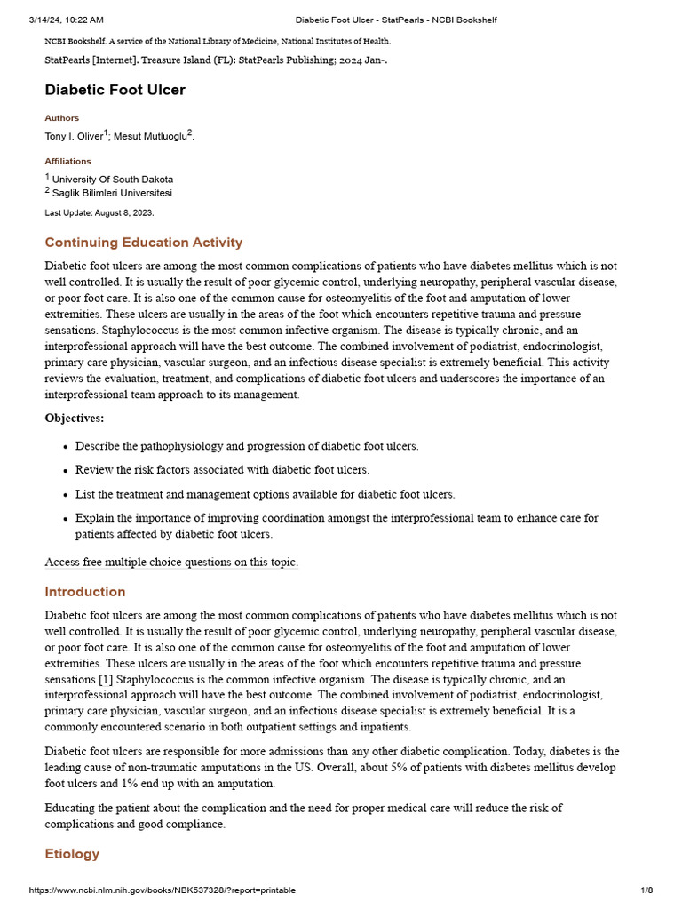 Diabetic Foot Ulcer - StatPearls - NCBI Bookshelf | Download Free PDF ...