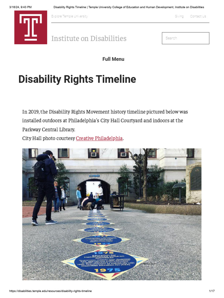 Disability Rights Movement Timeline | PDF | Americans With Disabilities ...