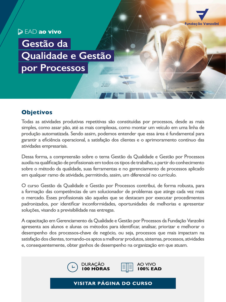 Curso de Gestão da Qualidade EAD | PDF | Qualidade (negócios) | Gestão ...